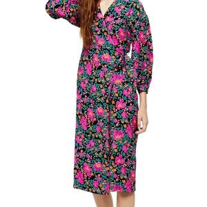 Topshop Floral Midi Wrap Dress